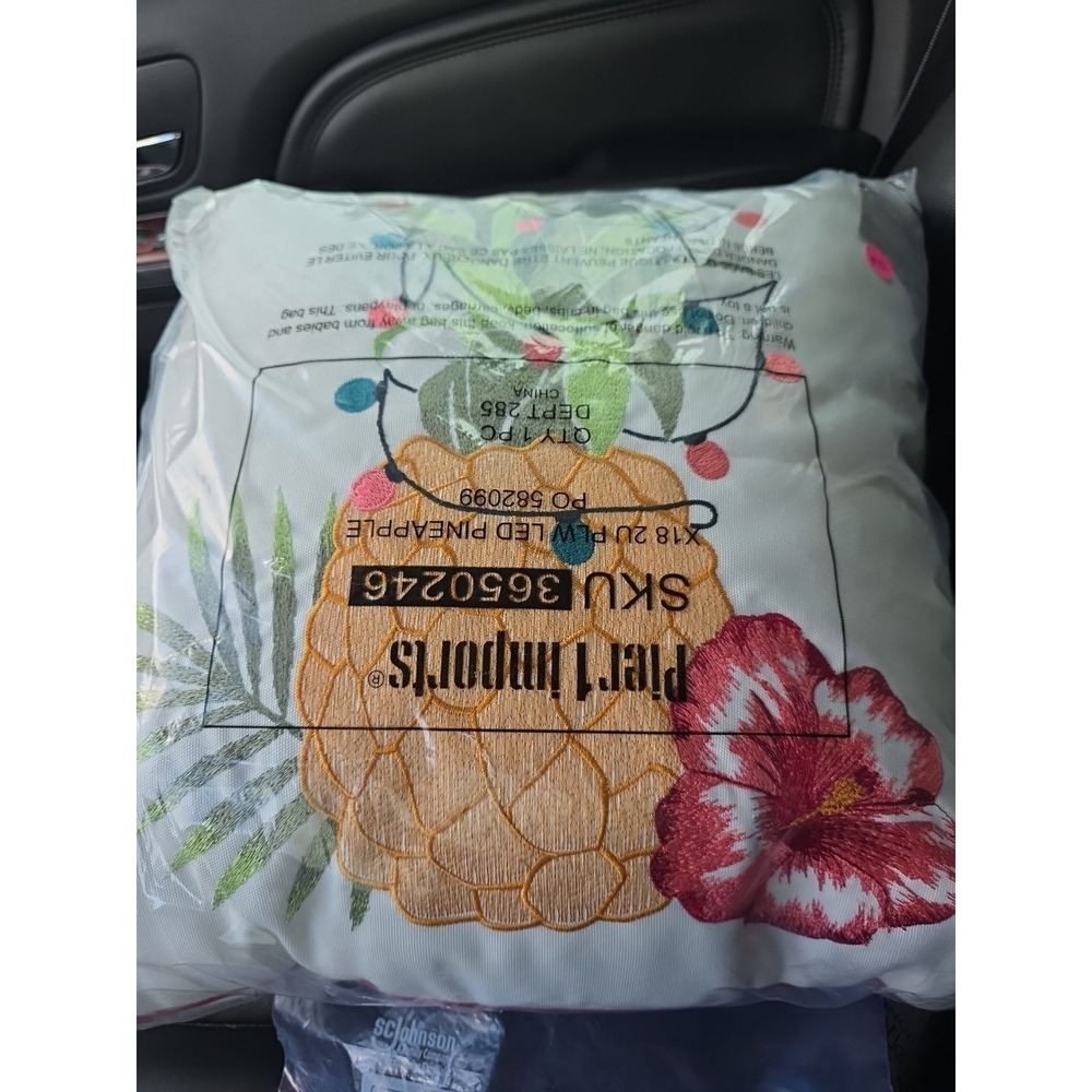 🌺 Led Light-Up PILLOW Pier 1 Imports EMBROIDERED PINEAPPLE - Battery Operated